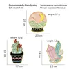 핀, 브로치스 크리스탈 볼 선인장 화분 화분 금속 에나멜 패션 배지 핀 배낭 코트 옷깃 핀 보석 액세서리