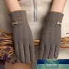 Herbst Winter Neue Frauen Warm Halten Touch Screen Dünne Fleece Winddicht Elastizität Handschuhe Elegante Weibliche Retuschieren Bowknot Einfach Fabrik preis expert design Qualität