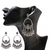 Ethnic Big Round Women Dangle Earring Beads Tassel Gold Vintage Classic Flower Oxidized Bell Earrings