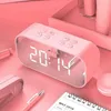 Andere Uhren Zubehör AEC Portable Wireless Bluetooth Lautsprecher Spalte Subwoofer Musik Sound Box LED Time Snooze Wecker (Rosa)