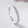 925 Sterling Silver Solid Eternity Wedding Row Ring Proste Cubic Cyrkonia Dla Kobiet Oryginalny Bandable Band Biżuteria Prezent