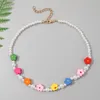 Mode Dames Handgemaakte Kralen Witte Parel Aparte Multicolor Houten Bloem Chokers Kettingen Voor Vrouwen Meisjes Partij Sieraden