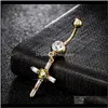 Navel & Bell Button Rings Jewelry Drop Delivery 2021 Designer 4 Colors Trendy 18K Yellow Gold Plated Cz Heart Cross Body Piercing Belly Ring