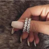 مجوهرات فاخرة أنيقة 925 فضة متعددة الشكل الأبيض توباز تشيكوسلوفاكيا الماس وعد خاتم المرأة الزفاف خاتم الزفاف هدية