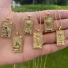 Ontwerper Ketting Luxe Sieraden Vintage Tarot Kaarten voor Vrouwen Man Kabala Symbolen Zirkoon Vierkante Punk Zon en Maan Hanger Geschenken