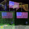 アメリカの国旗のひもライトIP65防水2 * 1M 420 LEDSソーラーネットライト8モードリモコン米国クリスマスデコレーションフェスティバルホリデーパーティー