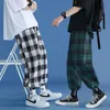 Harajuku Plaid Hosen männer Bequeme Lose Streetwear Jogger Koreanische Casual Alle-spiel Trendy Flanell Breite Hosen 220311