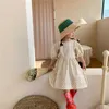 Lato Cute Baby Girls Floral Sleeve Puff Sukienki Koreański Styl 2021 Dzieci Cute Sukienka średniej długości Q0716