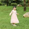 Crianças vestido de verão menina amoroso coração arco gaze longa manga princesa ad 011 210610