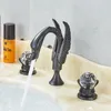 Bathroom Sink Faucets Crystal Handle Swan Basin Faucet Cold Mixer Torneira Taps Deck Mounted