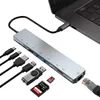 8 em 1 USB Tipo C Hub Docking Station USB Hubs para HDTV + RJ45 + PD + USB3.0 Adaptador multifuncional