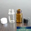 50 stks 3 ml / 5 ml glas helder amber kleine geneeskunde flessen bruin monster flesjes laboratorium poeder reagens flessencontainers schroefdeksels