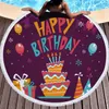 En son 150 cm yuvarlak baskılı plaj havlusu, gökkuşağı doğum günü pastası tarzı, mikrofiber, yumuşak püsküller, özel logo desteği