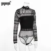 Gagaopt Autumn Lace Bodysuit Women Black Long Sleeve Sexy Bodysuit Ladies Hollow Out Bodycon Bodysuit Jumpsuit Overalls 210728