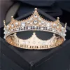 Barokke Royal King Diadeem Mannen Crystal Parels Metalen Tiara's Bruiloft Crown Haar Sieraden Grote Hoofd Ornamenten Prom Party Accessoires 211006