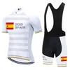 2021 Team Espagne Cyclisme Jersey Bib Set Blanc Vêtements de vélo Vêtements de vélo à séchage rapide Porter Maillot Court Culotte Suit243f