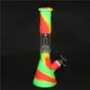 Silicone Bongs hookahs Percolators Perc Removable Straight Water Pipes Smoking Bong With Glass Bowl