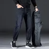 Jeans pour hommes Mode Produits d'hiver en 2021 Slim Stretch Épais Chaud Business Casual Pantalon en polaire