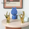 Nordic Gold-plated Creative Finger Arrangement Home Decor Modern Resin Miniature Figurines Decoration Accessories Desk 210804