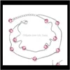Bracelets de cheville Bijoux Drop Delivery 2021 Des milliers d'éléments de mode Autriche Bracelet en cristal Femmes - Perle Rideau Amour, Platine Plaqué Femmes