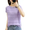 Cotton Summer T-shirt Women Round Neck Pullover Knitwear Clothing Plus Size Casual Sweater Short Sleeve Tees 14642 210518