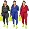 2020 Plus Size S-4XL 2 sztuka Zestaw Kobiety Spadek Ubrania Wymiotowe Joggers Outfit Zip Top Dress Dres Hurtownie Dropshipping Y0625