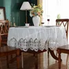 Table Cloth Round Tablecloth White Golden Velvet Cover Dining Cloths Embroidery Lace Flower House Towel Chair Dust