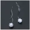 Colusiwei 925 Sterling Prata Branco Flor de Cristal Dangle para Mulheres Geométricas Onda Gota Brinco Jóias Fine