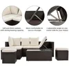 US stock GO 5-Piece Patio Furniture sets PE Rattan Wicker Sectional Lounger Sofa Set with Glass Table and Chair a54528Y