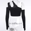 Ingoth punk mode noire blanche patchwork hauts cultures à manches longues femelles Harajuku grunge de chômage bodycon tops automne y0621