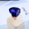 Luksusowe pierścienie serca brzoskwiniowe Moda Rhinestone Kryształowy pierścień Losowy Mieszanka Kolor