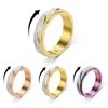 Fashion Stainless Steel Unadjustable Stress Relieving Anxiety Ring Fidget Spinner Rings Multicolor Glitter Punk Ring For Gifts