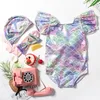 2 styles kids TwoPieces Mermaid Butterfly swimwear girls sequin bodysuit Swimsuits kid bikini ruffle Beach Sport bathing suit5699144