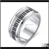 Band Titanium Stainless Steel Rings Black Sier Color Piano Keys Spinner Design Smooth Men Fashion Jewelry Gift Drop Delivery 2021 Osmgd
