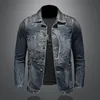 Personalidade Denim Jaqueta Slim Fit Blazer Jaquetas Homem Moda Azul Jean Overcoat Casacos Casuais Hip Hop Tops Streetwear 2021