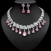 Kolczyki Naszyjnik ACCKING Luksusowy 2 Sztuk Wody Drop Moda Design Dla Kobiet Party Dubaj Kolczyk CZ Crystal Wedding Jewelry Sets