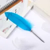 Party Favor Retro Feather Ball Pen Student Prize Gift Feathers Pens Novel Ballpoint quill Back to School Stationery DB646 24 R2