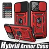 Hybrid Armor Cases Magnetische stoßfeste Abdeckung für iPhone 13 12 11 Mini Pro Max X XS Samsung S21 S20 A72 A52 A12 mit Ständerhalter