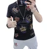 Novo melhor vendendo manga curta masculina famosa marca de coroa de diamante fitness top t-shirt 210409