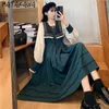 MATAKAWA chemise à manches longues Femme Robe japonaise robes mi-longues pour femmes Style Preppy Vestido col marin Robe Femme 210513