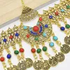 Örhängen Halsband Afghanistan Turkiet Gypsy Stam Etnisk Retro Myntpärla Head Chain Armband Örhängen Vintage Böhmen Indien Jhumka Smycken