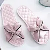 Women Indoor Silk Slippers Butterfly-knot Bowtie Light Comfy Flats Open Toe Home Slides House Causal Fashion Cute Shoes Ladies Y0427