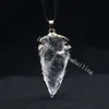 Boho Gold Plated Natural Rough Clear Quartz Arrowhead Geode Druzy Necklace Reiki Healing Chakra Protection Horn Shaped Raw Rock Crystal Gemstone Point Pendant