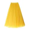 95 CM Long 2 Couches Maille Avec Doublure Expansion Jupe Jaune Tulle Taille Élastique Été Plage Voyage Balle Big Swing Jupes 210621