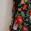 Letnie kobiety rocznik suknia z długim rękawem kwiatowy druk kwadratowy kołnierz es kobieta elegancka ulica A-line vestidos 210513