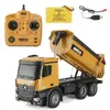 HUINA 573 4WD Alloy RC Dump Trucks 1/14 10CH Engineering Construction Car Remote Control Vehicle Self-Discharging Dump Metal Trucks Toys Boy