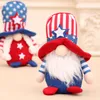 Söt Amerikansk Independence Day Sitting Doll Star Striped Faceless Dvärg Rudolph Plush Djur Dolls Kids Gift