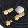 Equipamentos de rega 25ft mangueira retrátil natural látex expansível jardim carro conector rápido com arma de água prática