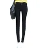 Корейский стиль женские повседневные тощие растягивающие карандаш брюки молния щипцы черные леггинсы с карманными женщинами высокая талия leggins mujer 210925