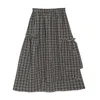 Preppy stijl onregelmatige geruite rokken voor vrouwen Japanse kawaii hoge taille All-match Silm Jupe mode patchwork dunne bodems 210525